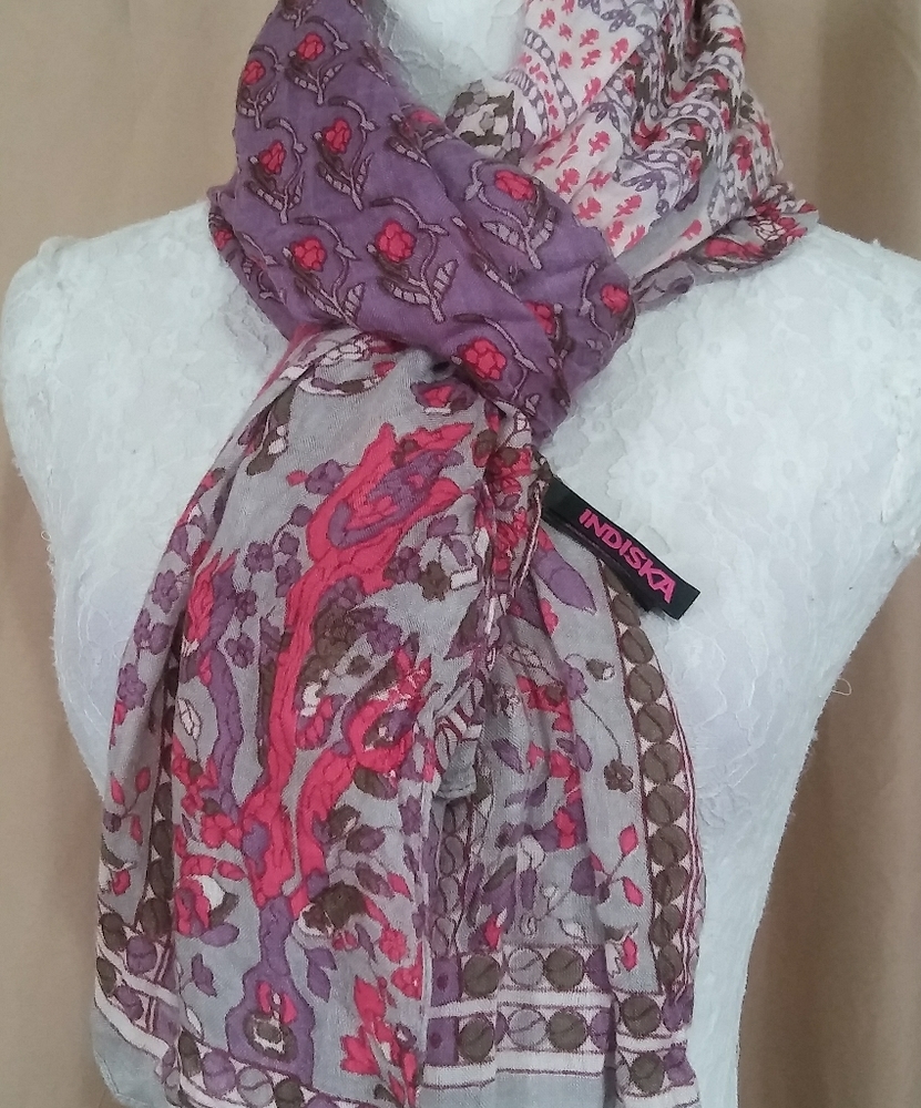 Indiska multi color scarf floral pattern